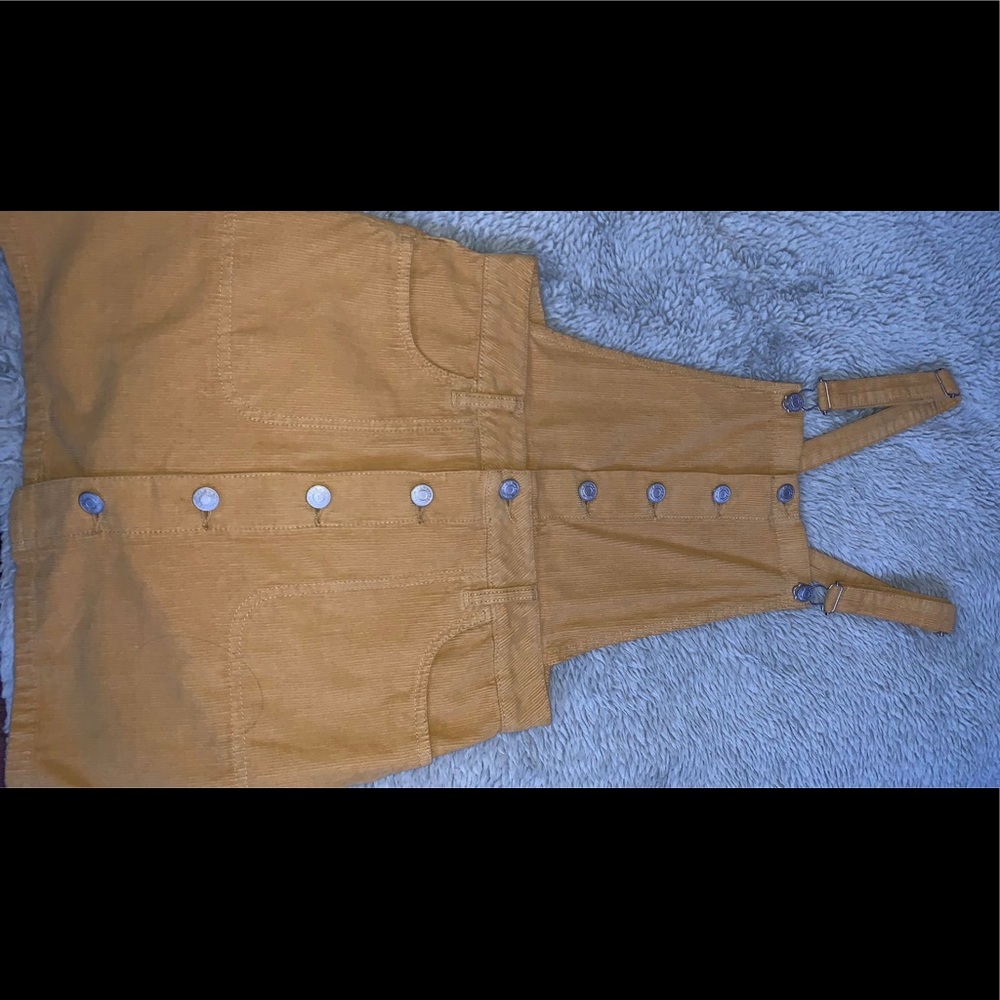 yellow corduroy overall skirt from pacsun